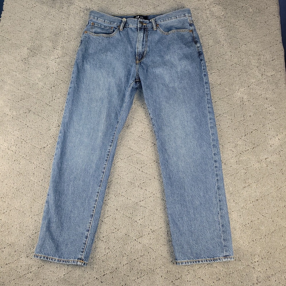 Gap Jeans Mens 34x30 Blue Straight Leg Medium Wash Mid Rise Denim Casual
